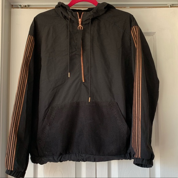 Jackets & Blazers - Black rose gold sleeve windbreaker jacket